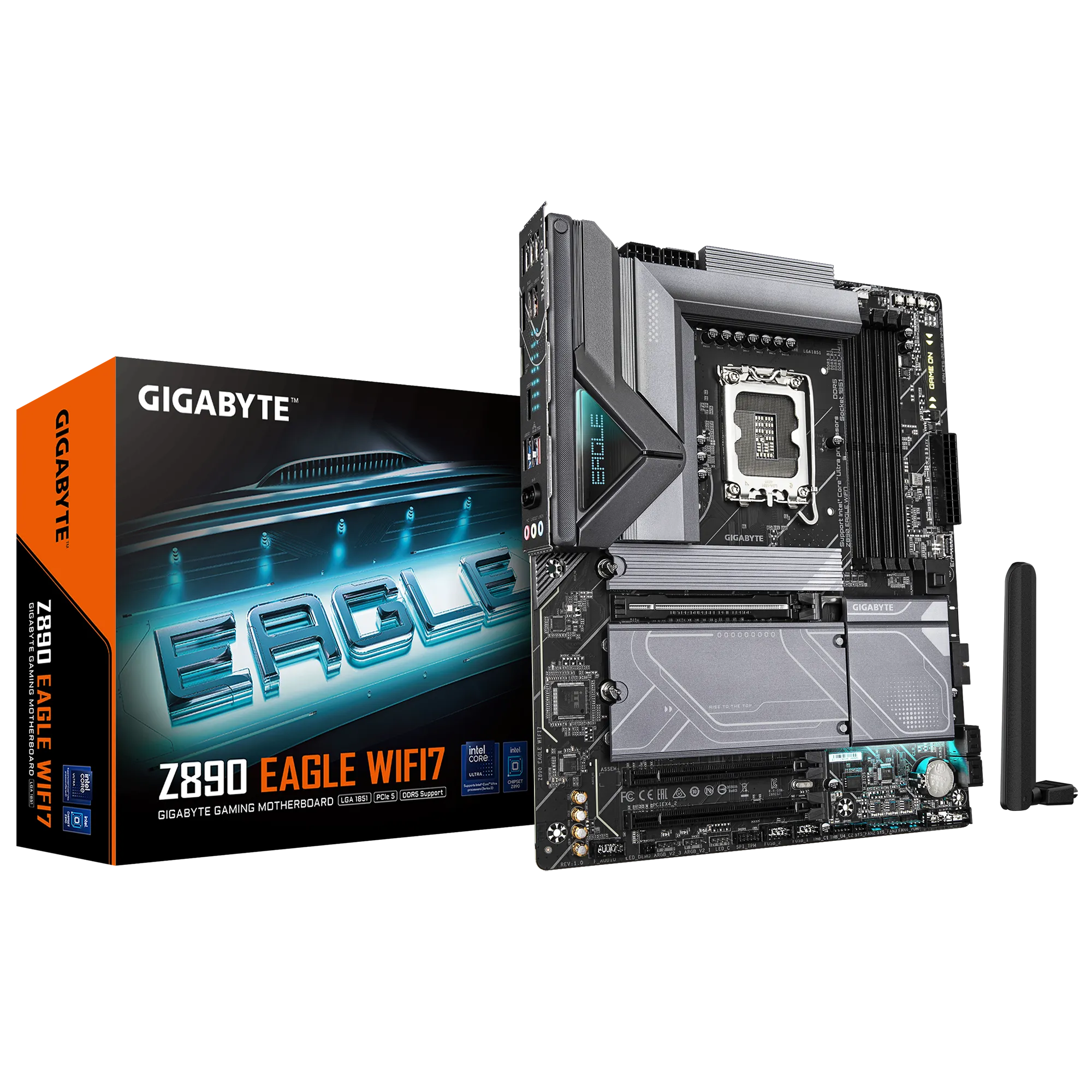 A large main feature product image of EX-DEMO Gigabyte Z890 EAGLE WiFi7 LGA1851 ATX Desktop Motherboard