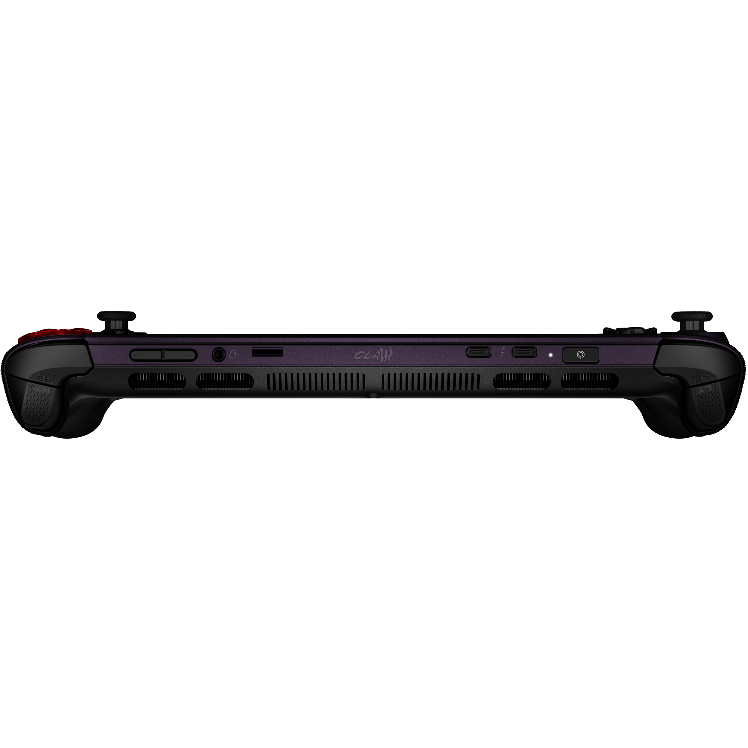 A large main feature product image of MSI Claw 8 EX AI+ (CG3M) - 8" 120Hz, Arc G3 Extreme, 32GB/1TB - Win 11 Gaming Handheld (Void Purple)