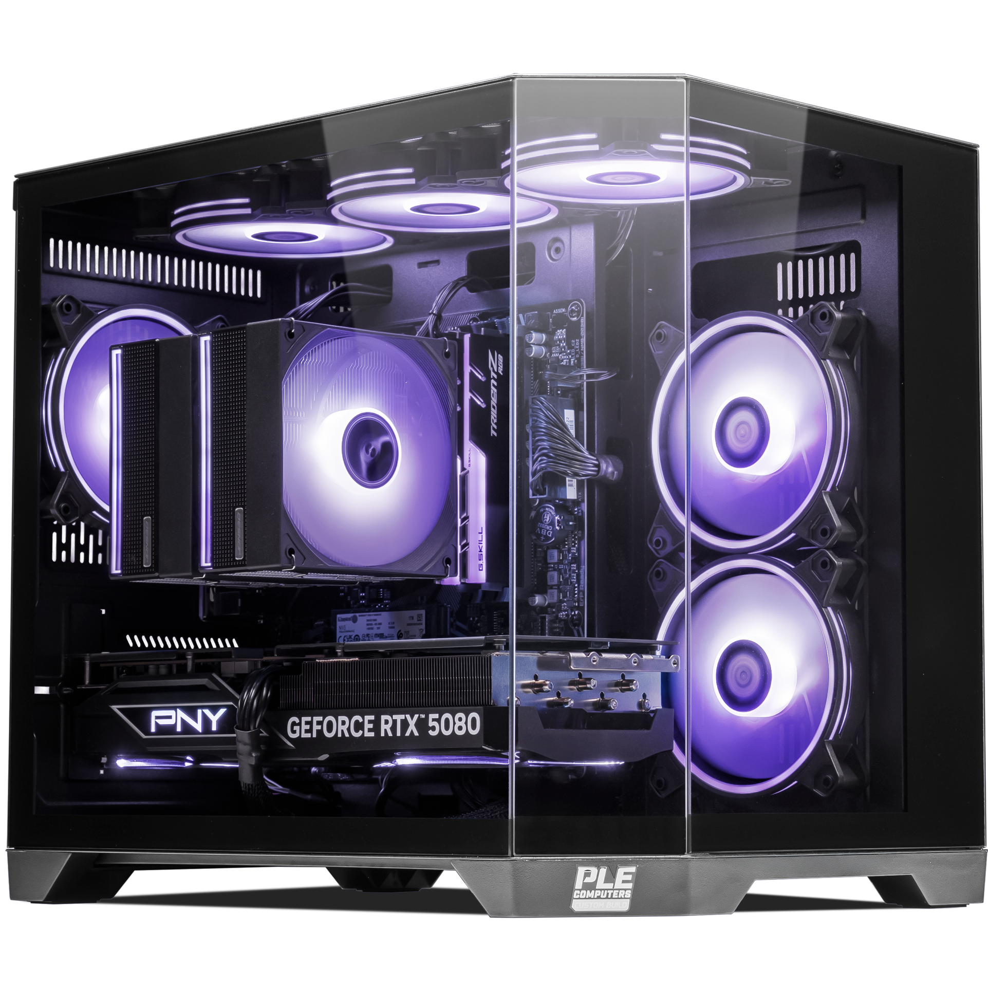 A large main feature product image of PLE Void RTX 5080 Prebuilt Ready To Go Gaming PC