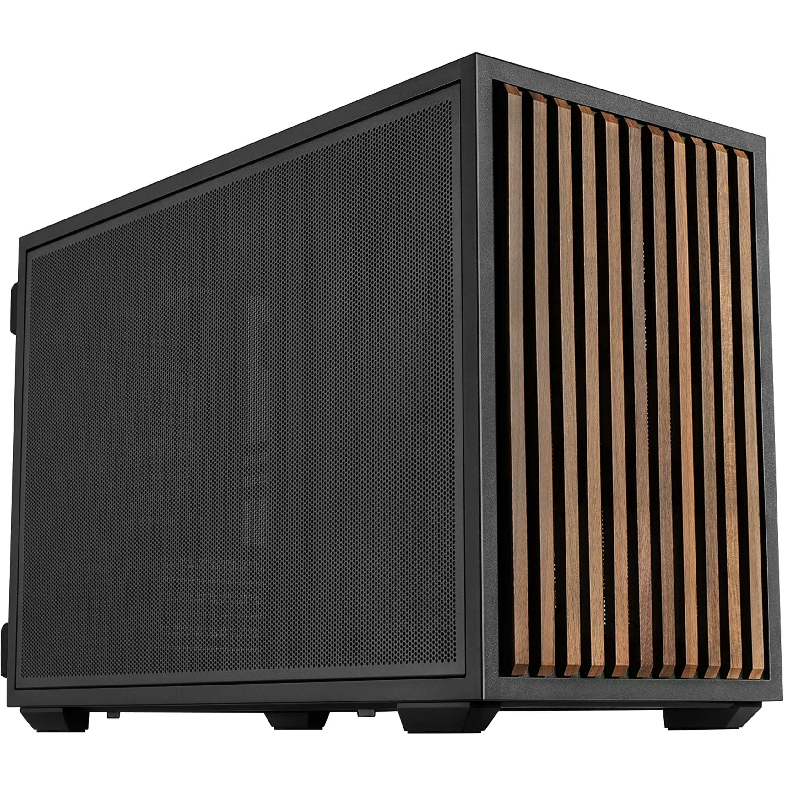 A large main feature product image of Lian Li DAN-B4 Wooden 21.3L Compact mATX Case (Black)
