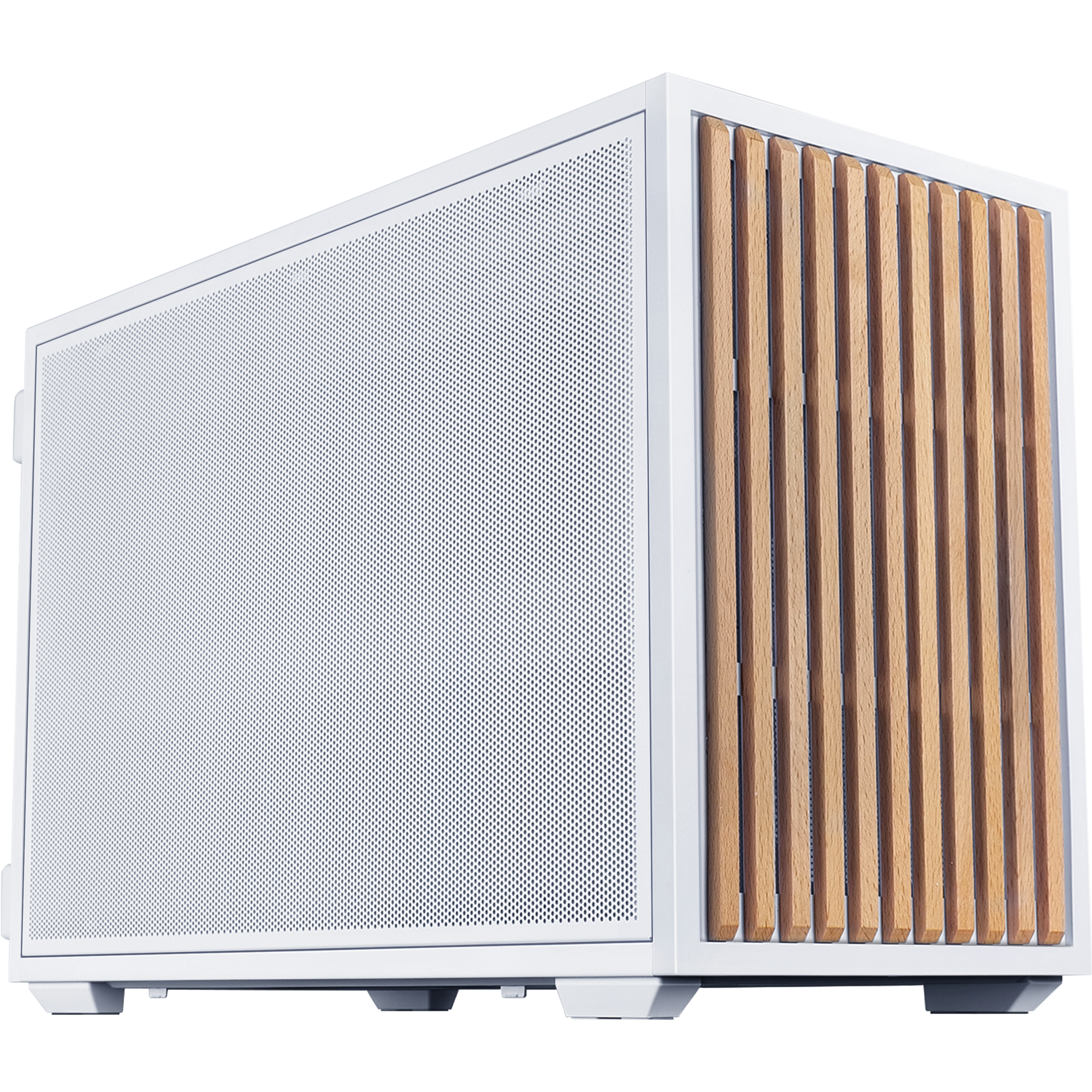 A large main feature product image of Lian Li DAN-B4 Wooden 21.3L Compact mATX Case (White)