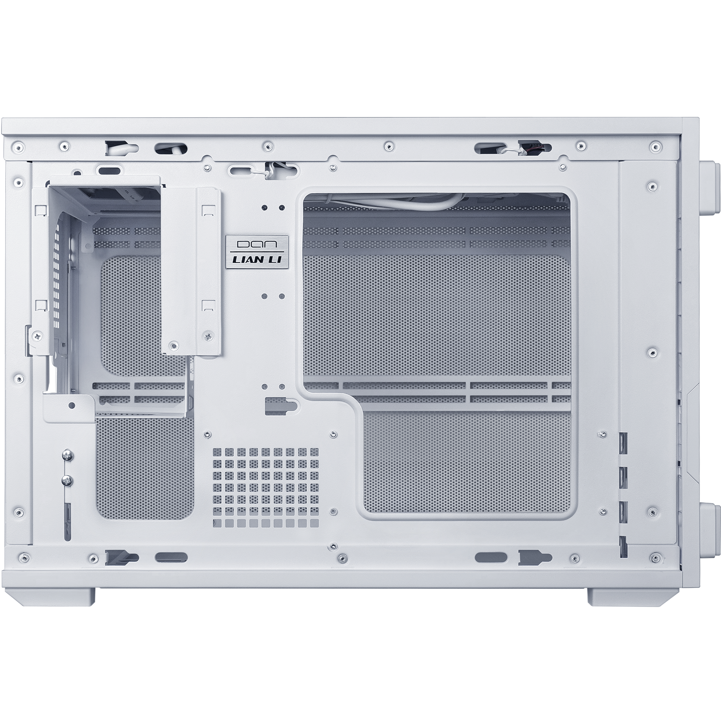 A large main feature product image of Lian Li DAN-B4 Wooden 21.3L Compact mATX Case (White)