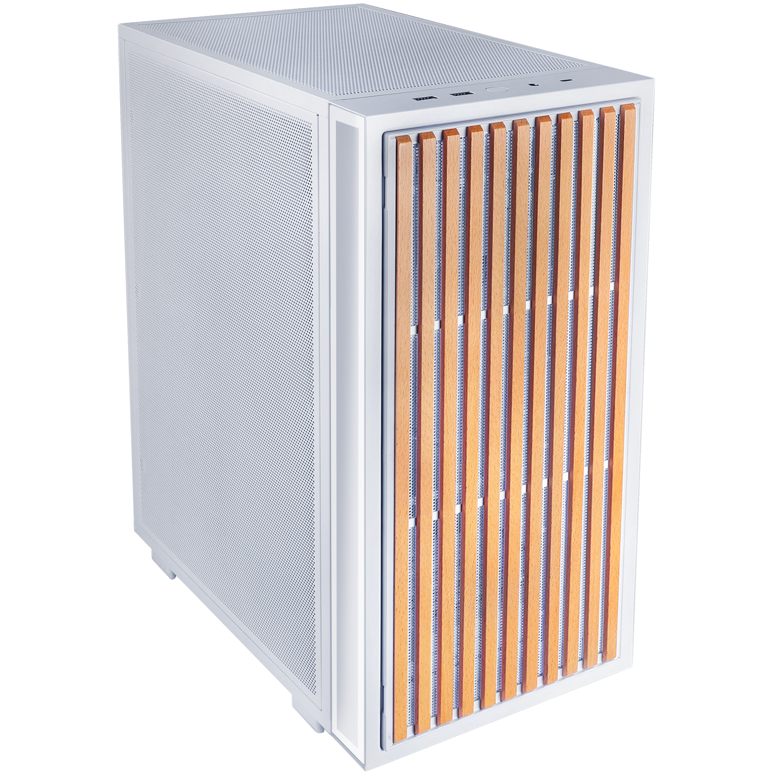 A large main feature product image of Lian Li Vertical AeroDeck for B4-mATX (White)