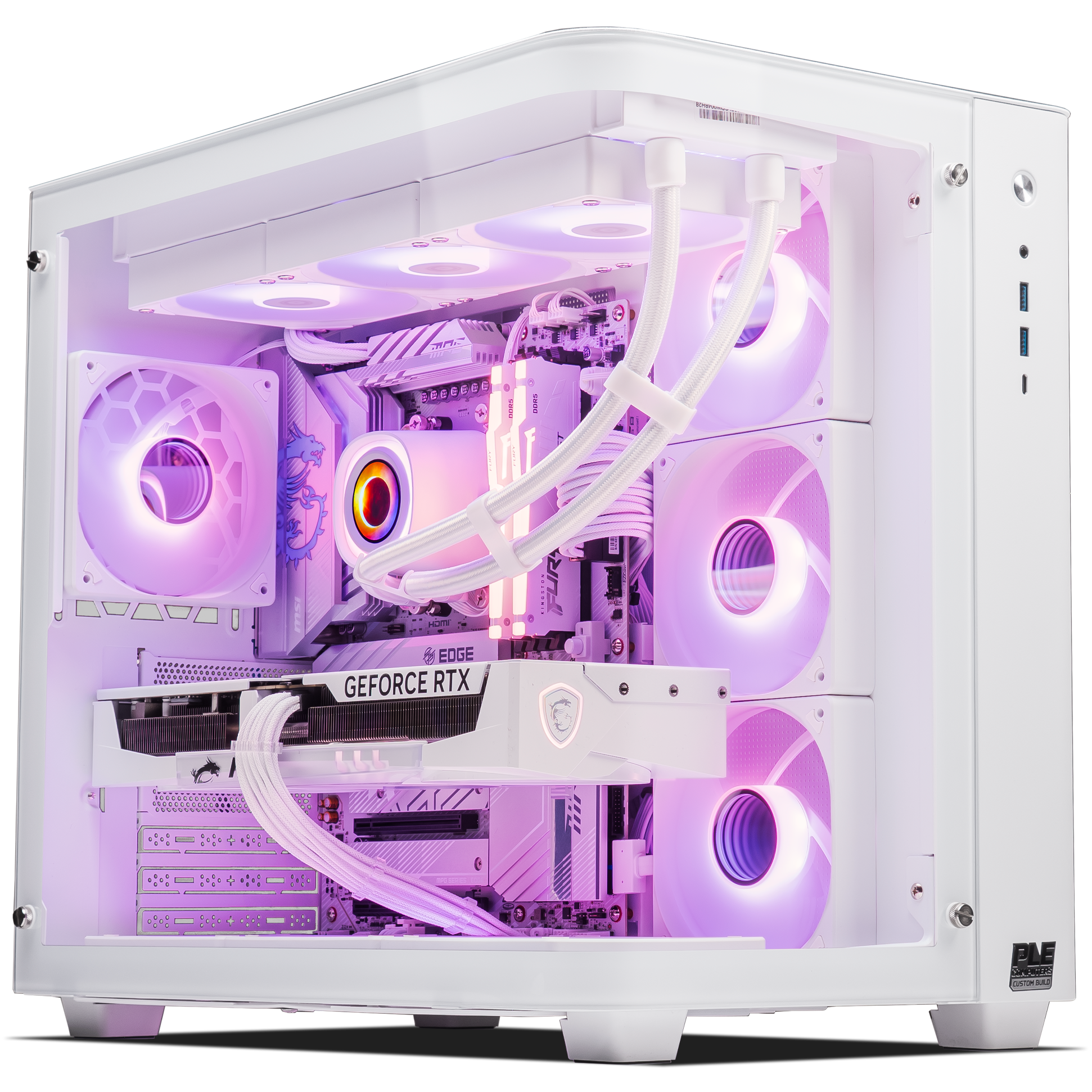 A large main feature product image of PLE Eclipse RTX 5080 Prebuilt Ready To Go Gaming PC