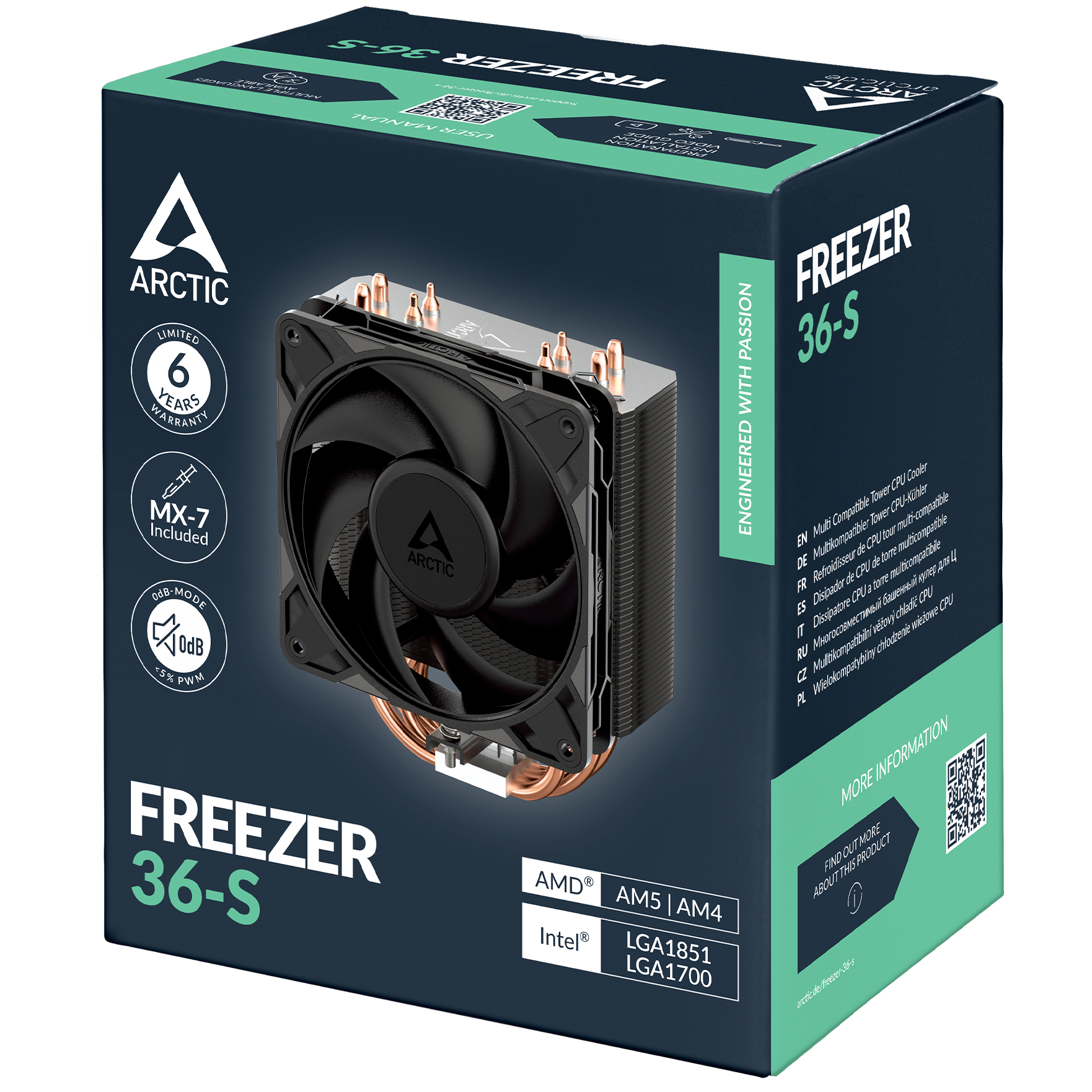 A large main feature product image of ARCTIC Freezer 36-S CPU Cooler