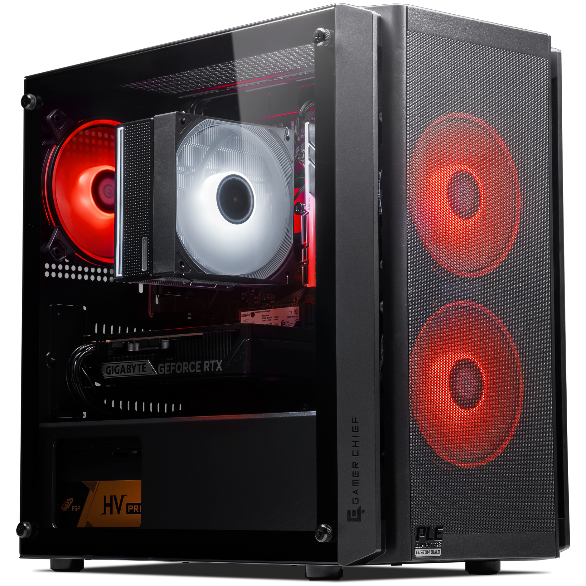 A large main feature product image of PLE Ace RTX 5060 Prebuilt Ready To Go Gaming PC