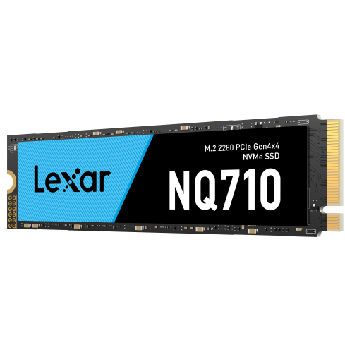 A large main feature product image of Lexar NQ710 PCIe Gen4 NVMe M.2 SSD - 500GB