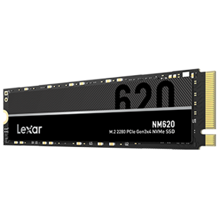 A large main feature product image of Lexar NM620 PCIe Gen3 NVMe M.2 SSD - 512GB