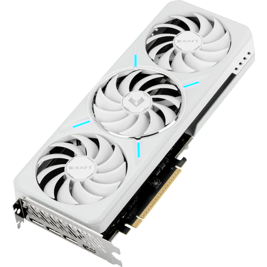 A large main feature product image of MAXSUN Intel Arc B580 iCraft 12GB GDDR6 - White 