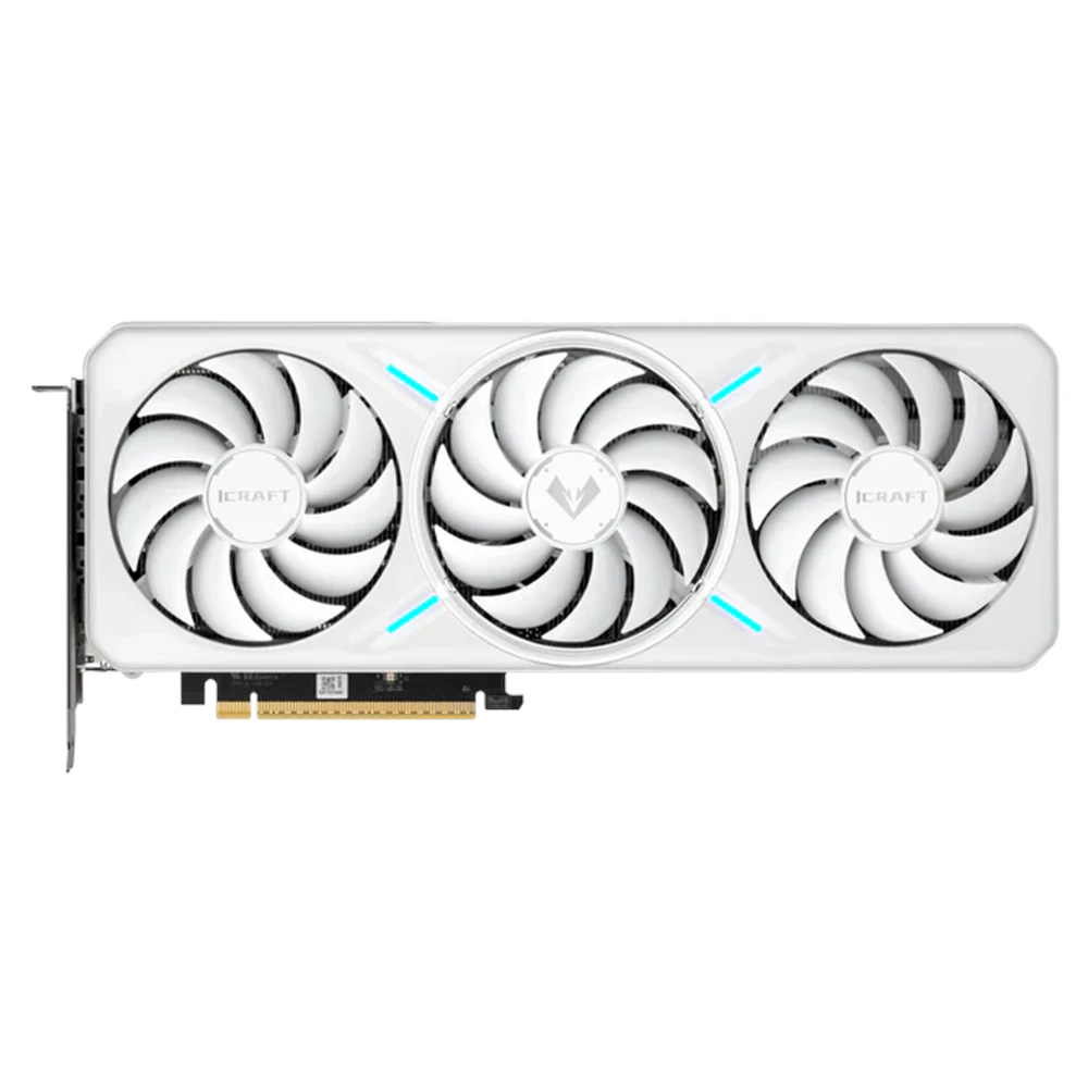 A large main feature product image of MAXSUN Intel Arc B580 iCraft 12GB GDDR6 - White