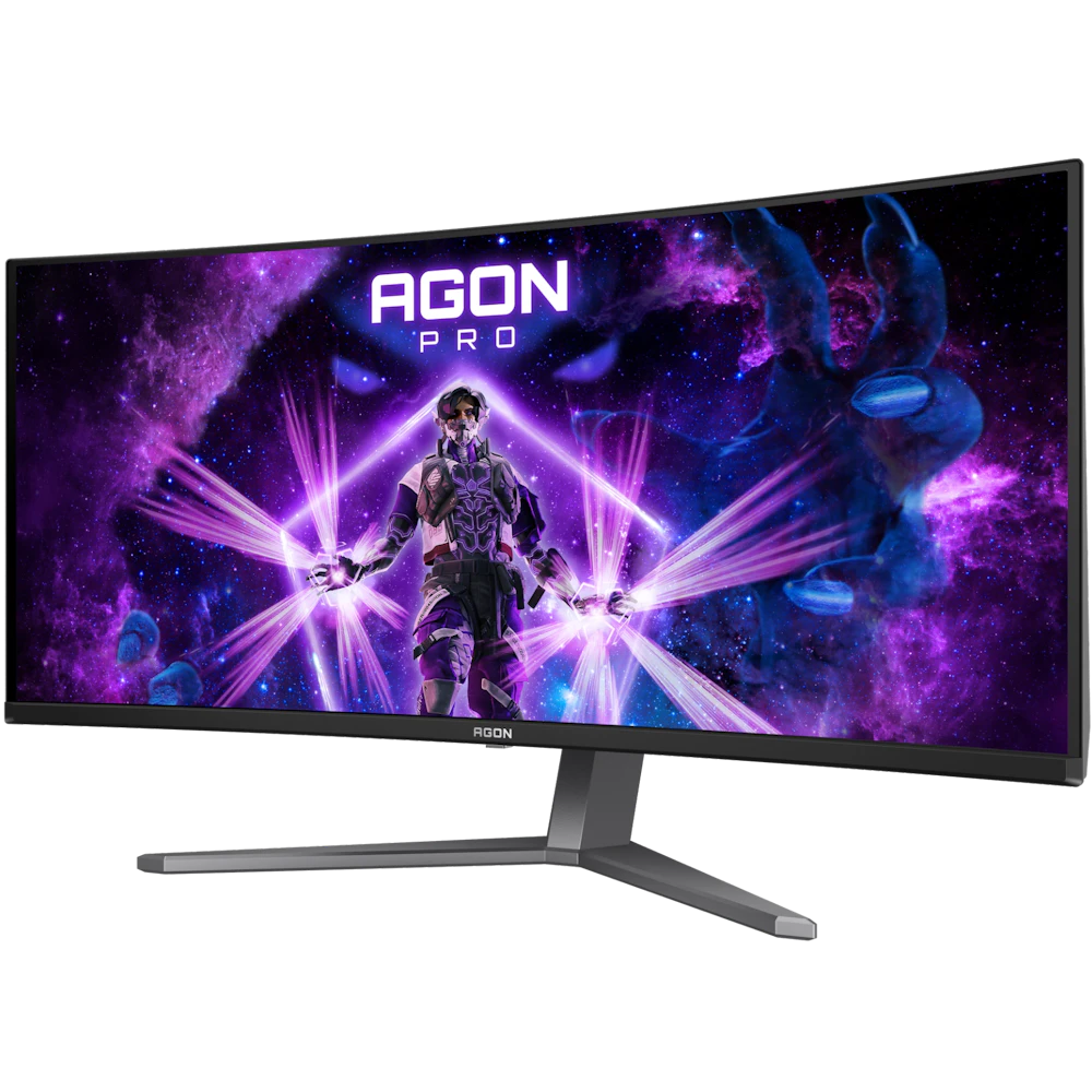 A large main feature product image of AOC AGON AGP346UCSD QD-OLED - 34" Curved 1440p 360Hz 0.03Ms Gaming Monitor