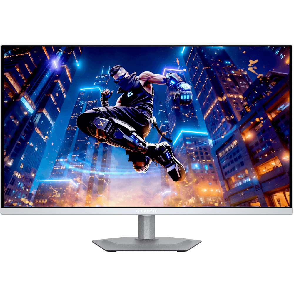 A large main feature product image of Gigabyte MO27Q2A ICE QD-OLED - 27" 1440p 280Hz 0.03ms Gaming Monitor