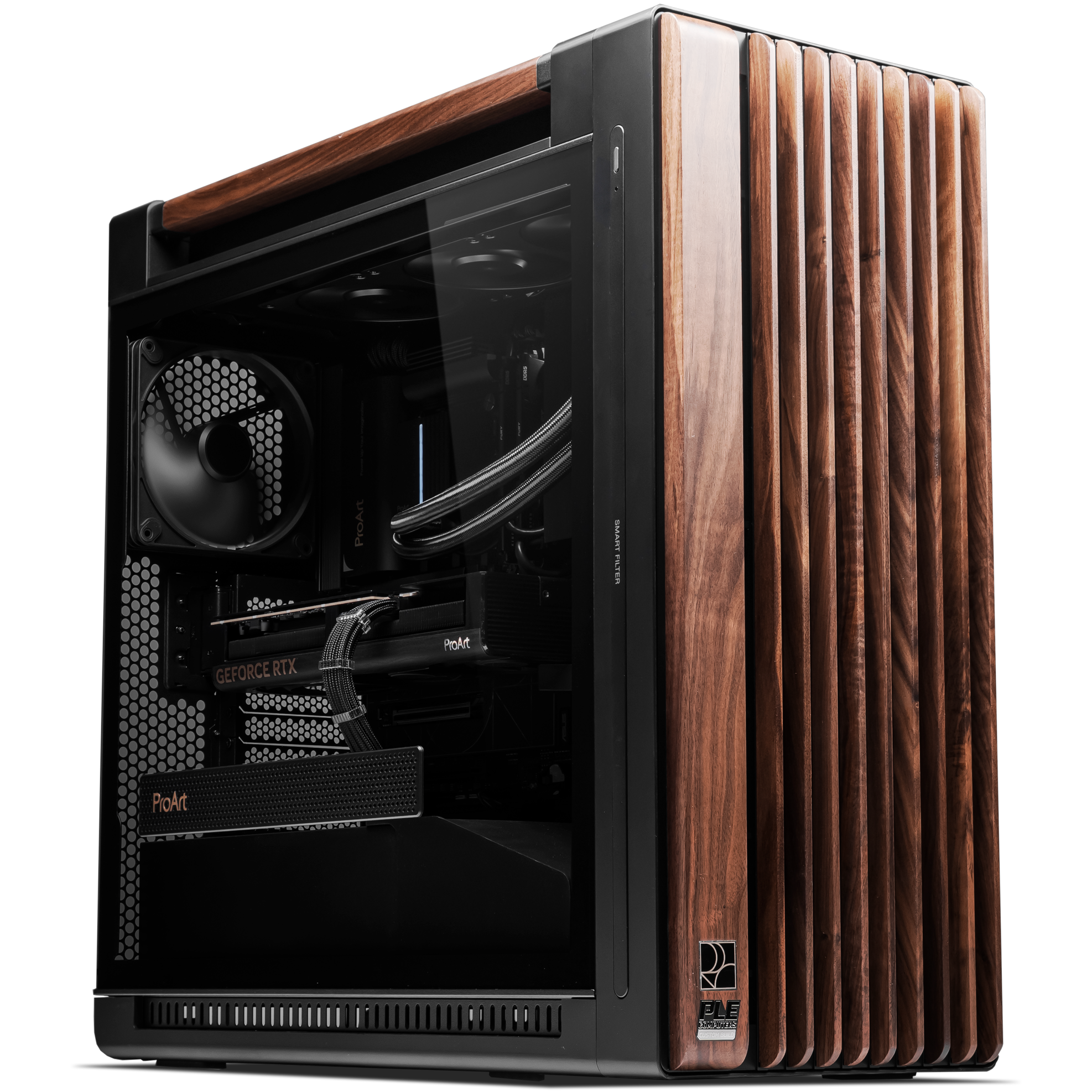 A large main feature product image of PLE ProArt RTX 5080 Prebuilt Ready To Go Workstation PC