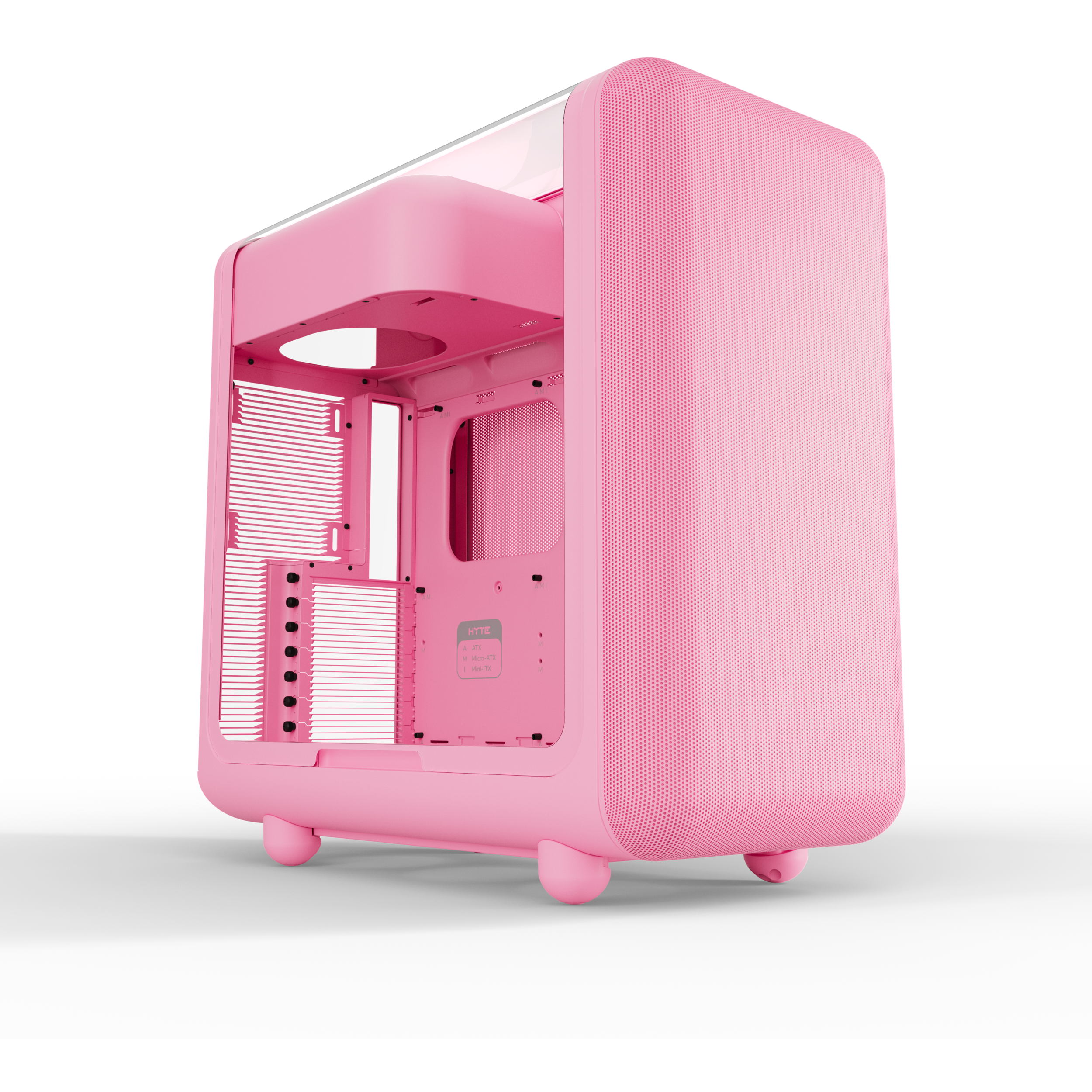 A large main feature product image of EX-DEMO HYTE X50 Tempered Glass Mid Tower Case (Strawberry Milk)