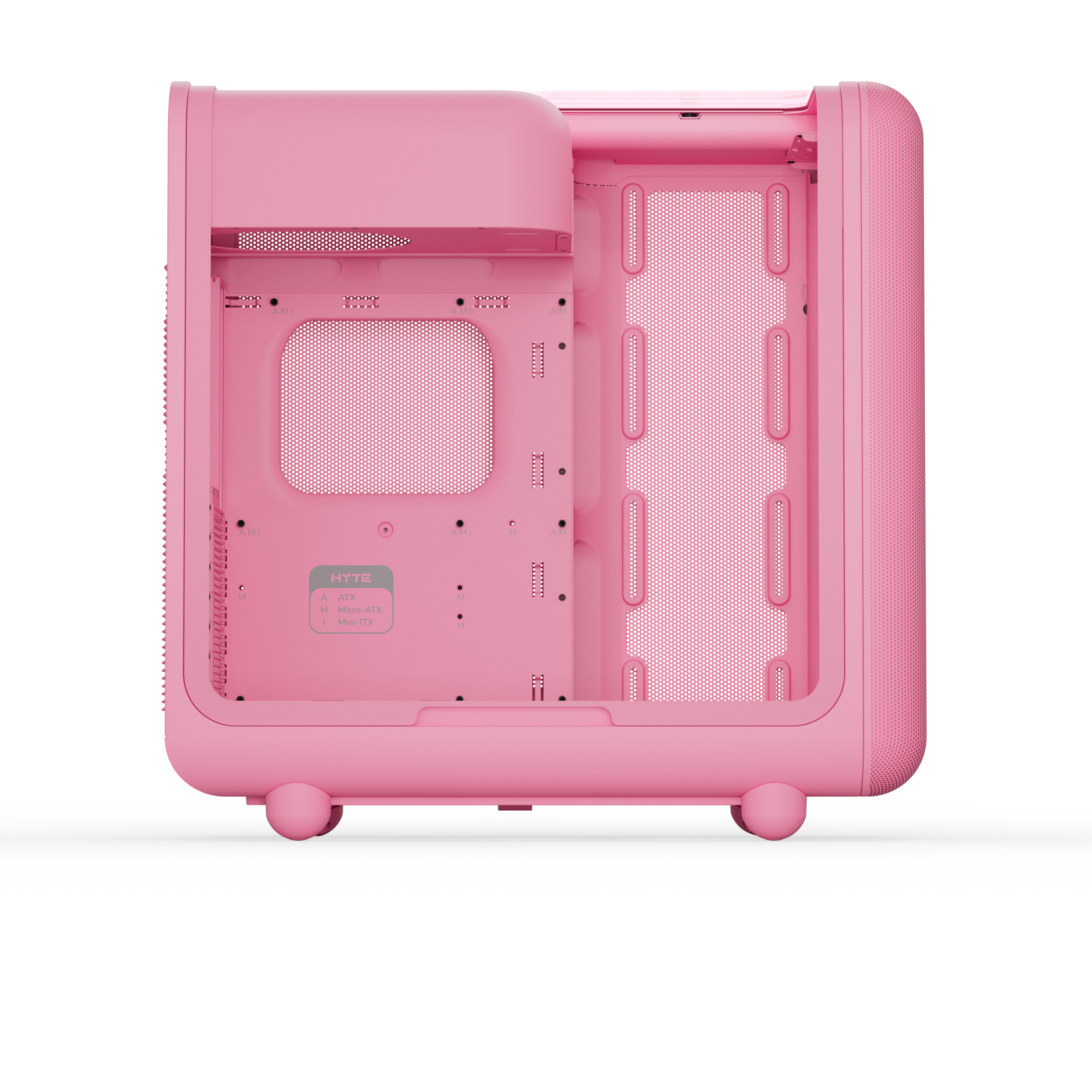A large main feature product image of EX-DEMO HYTE X50 Tempered Glass Mid Tower Case (Strawberry Milk)