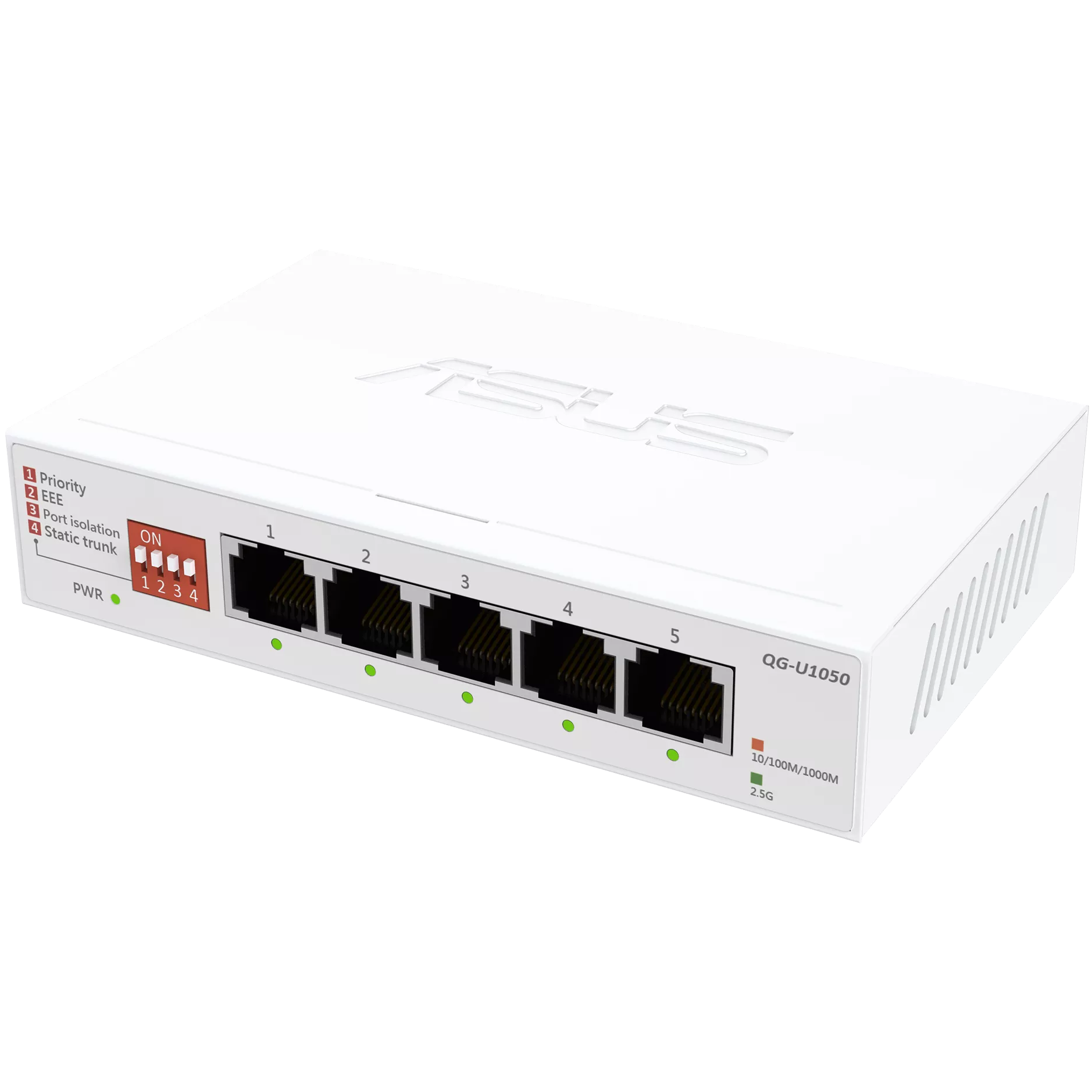 A large main feature product image of ASUS QG-U1050 5 Port 2.5G Unmanaged Switch
