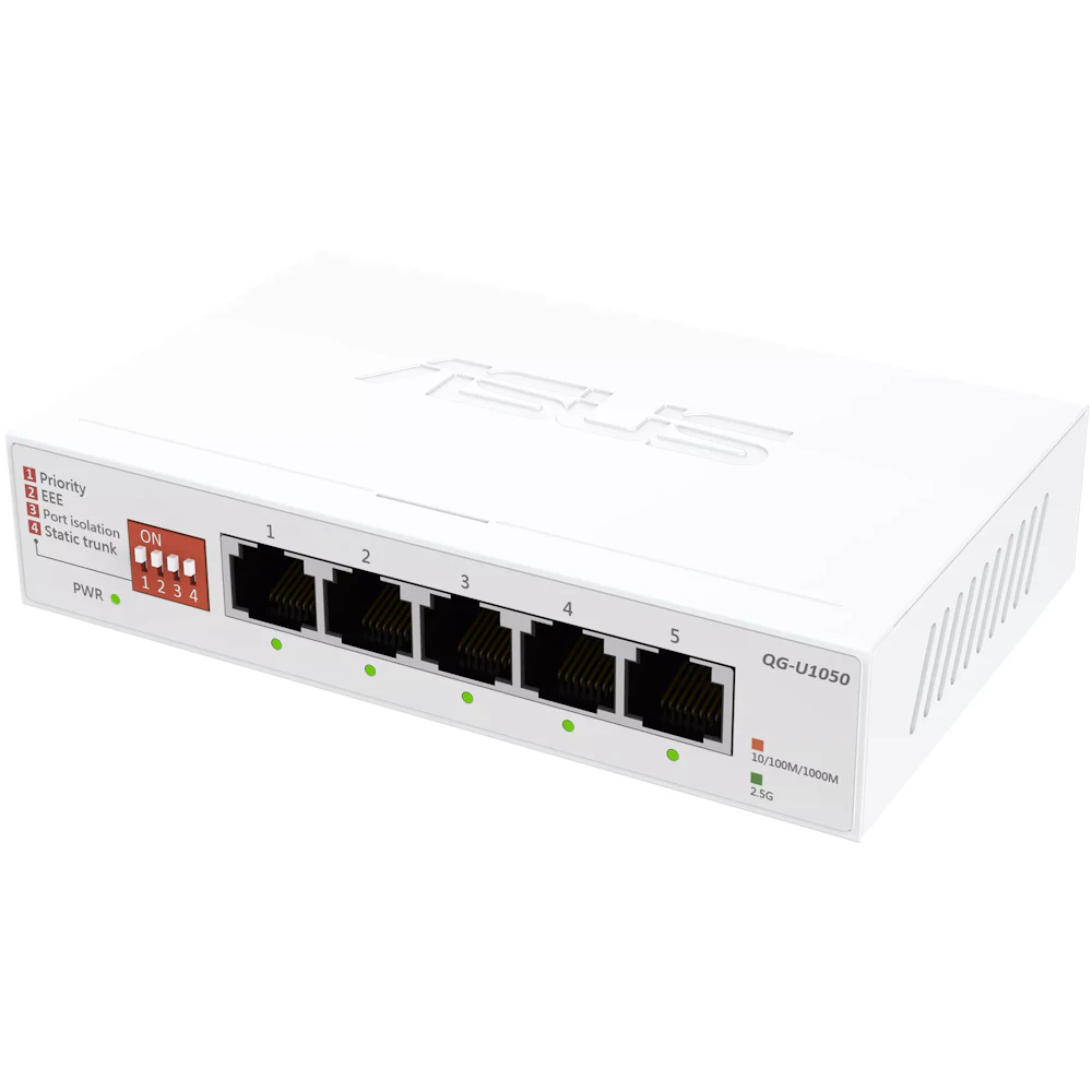 A large main feature product image of ASUS QG-U1050 5 Port 2.5G Unmanaged Switch