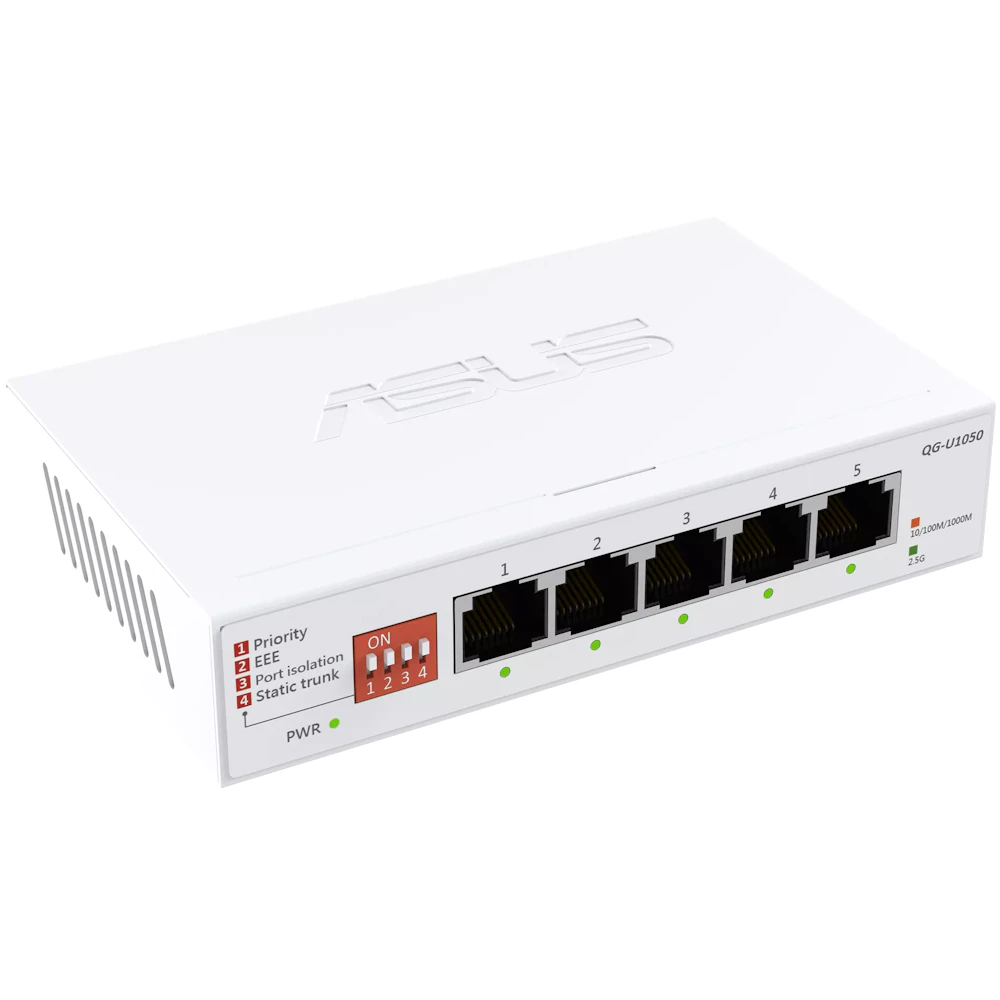 A large main feature product image of ASUS QG-U1050 5 Port 2.5G Unmanaged Switch