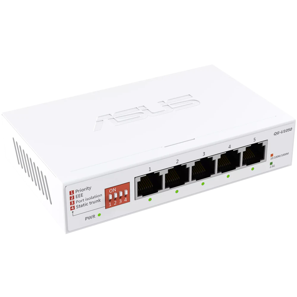 A large main feature product image of ASUS QG-U1050 5 Port 2.5G Unmanaged Switch