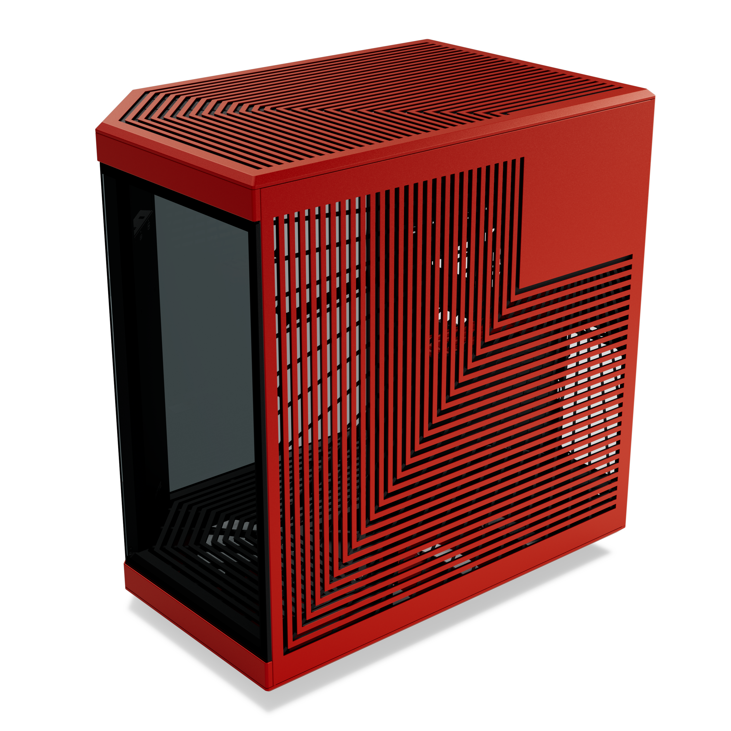A large main feature product image of EX-DEMO HYTE Y70 Touch Infinite Mid Tower Case w/ LCD (Black Cherry)