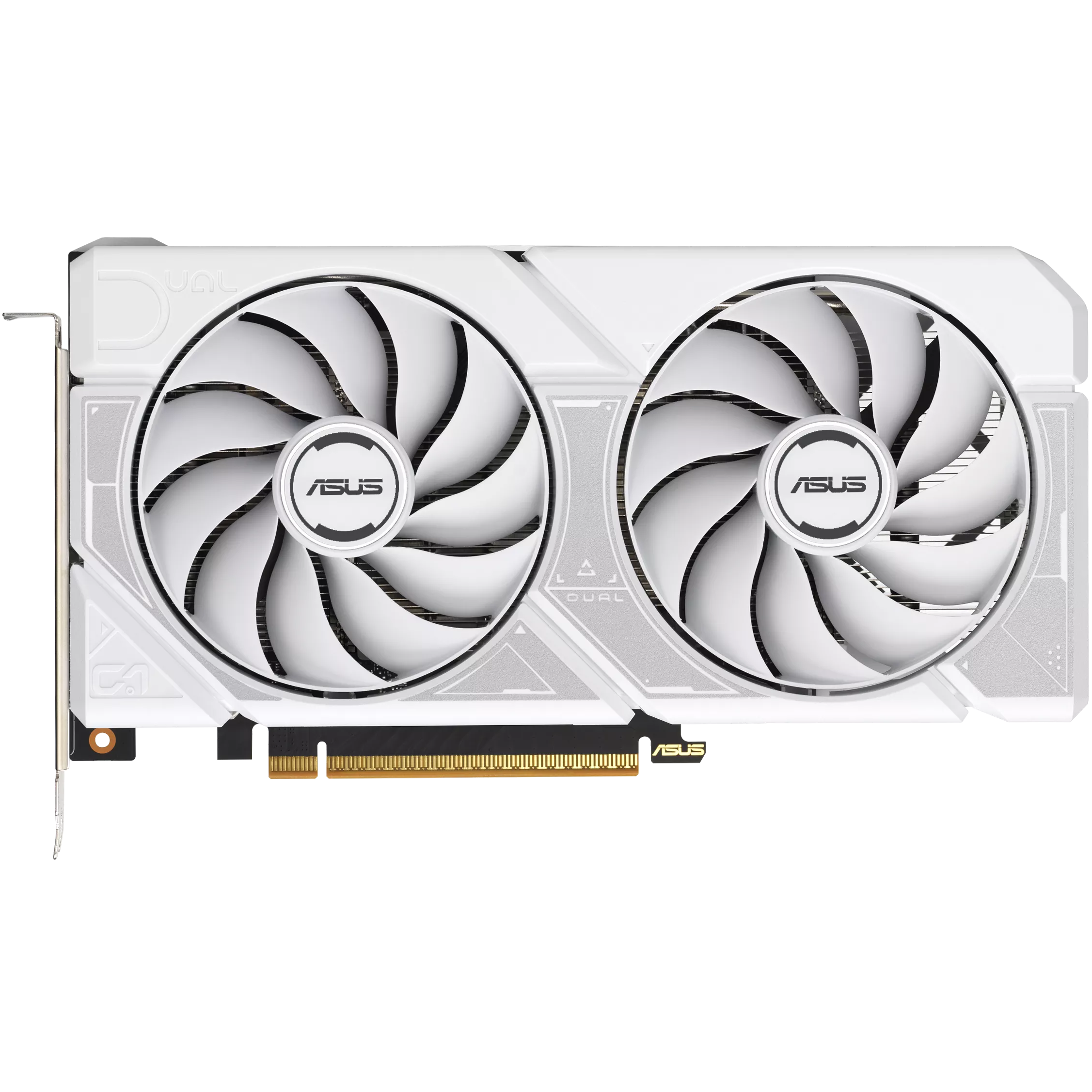 A large main feature product image of ASUS GeForce RTX 5060 Dual OC 8GB GDDR7 - White