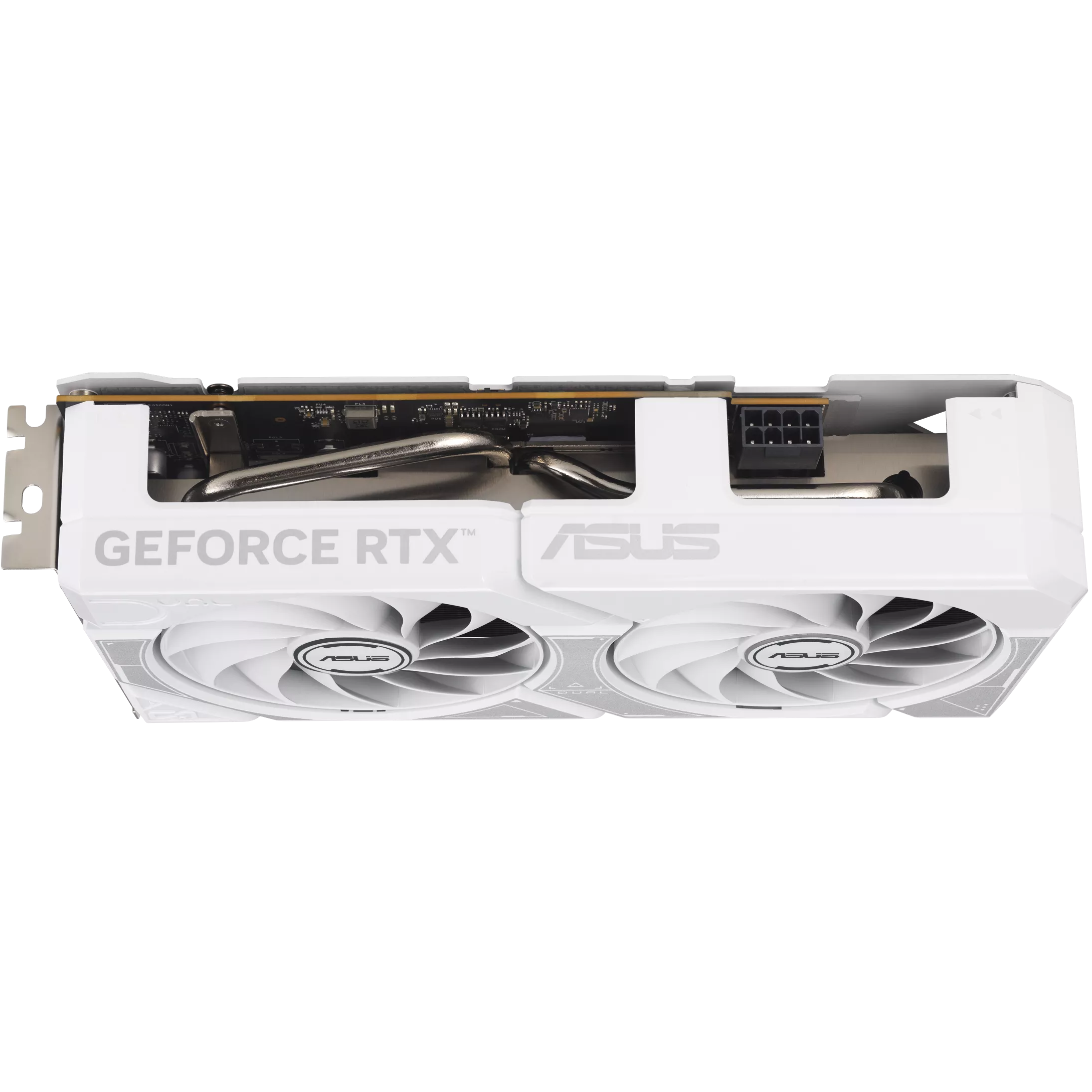 A large main feature product image of ASUS GeForce RTX 5060 Dual OC 8GB GDDR7 - White