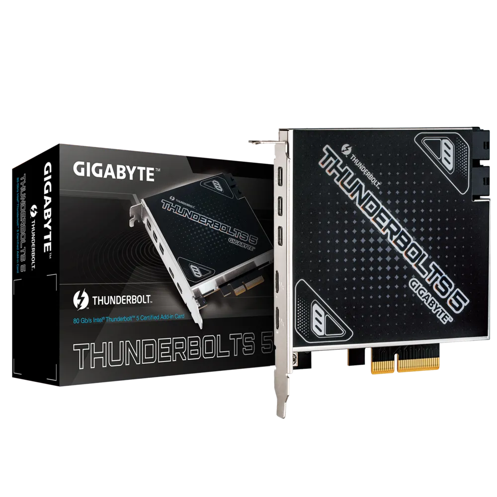 A large main feature product image of EX-DEMO Gigabyte Thunderbolts 5 PCIe Add-in Card
