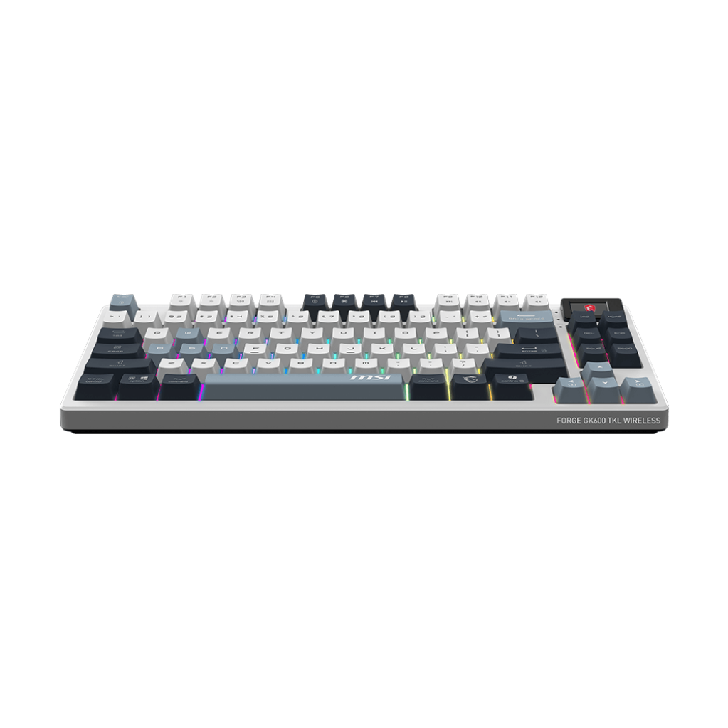 A large main feature product image of EX-DEMO MSI Forge GK600 TKL Wireless Mechanical Keyboard - Sky