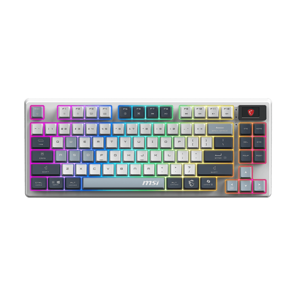 A large main feature product image of EX-DEMO MSI Forge GK600 TKL Wireless Mechanical Keyboard - Sky