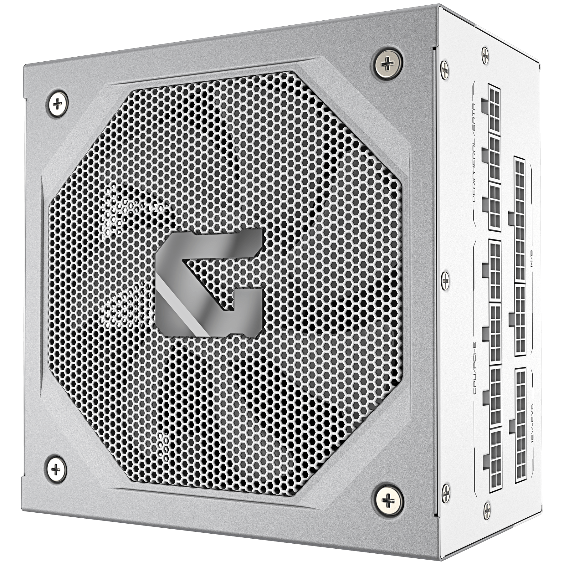 A large main feature product image of Gigabyte Gaming 1000GM ICE PG5 1000W Gold PCIe 5.1 ATX 3.1 Modular PSU - White