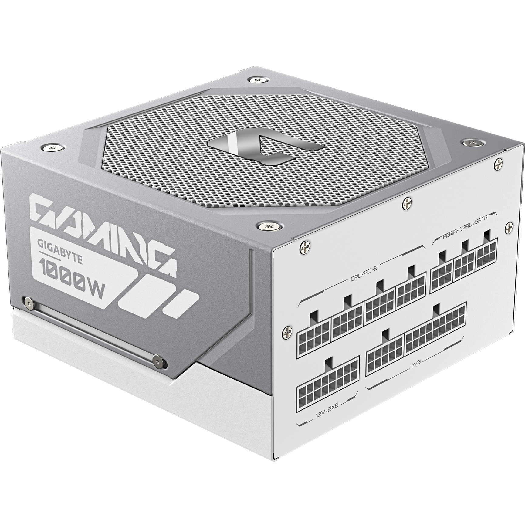 A large main feature product image of Gigabyte Gaming 1000GM ICE PG5 1000W Gold PCIe 5.1 ATX 3.1 Modular PSU - White
