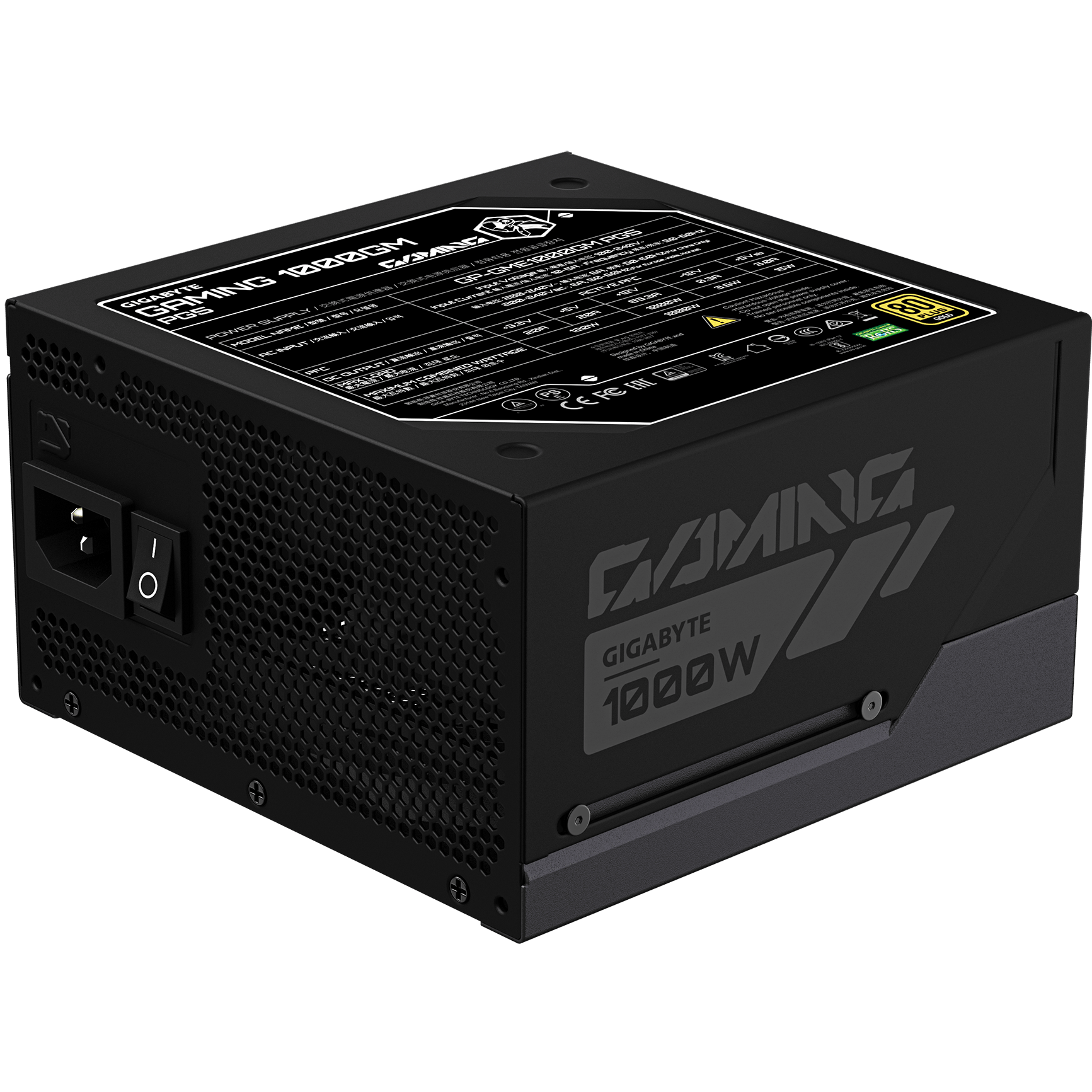 A large main feature product image of Gigabyte Gaming 1000GM PG5 1000W Gold PCIe 5.1 ATX 3.1 Modular PSU