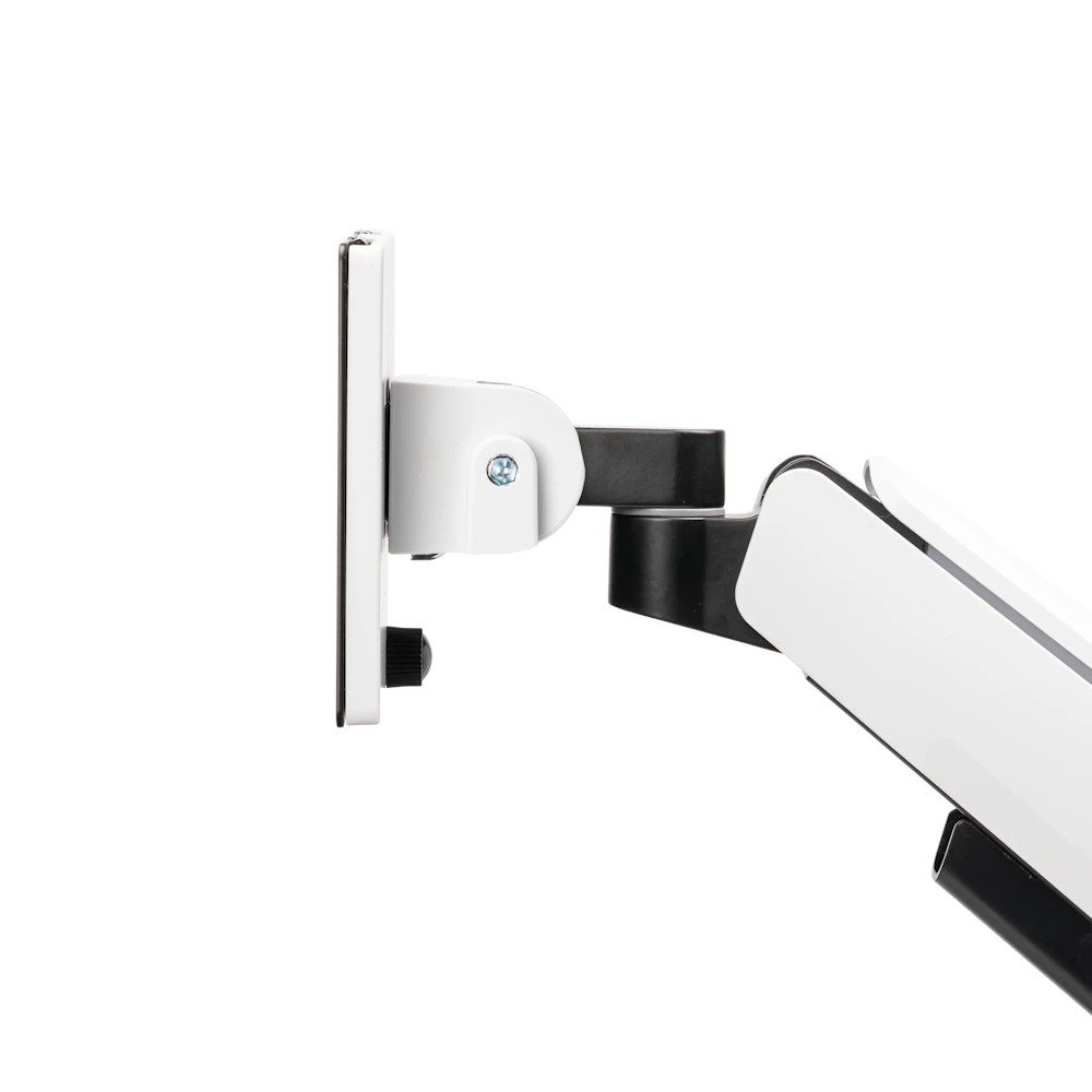 A large main feature product image of EX-DEMO GamerChief Pro Gaming Dual Monitor Arm - Greyish White w/RGB