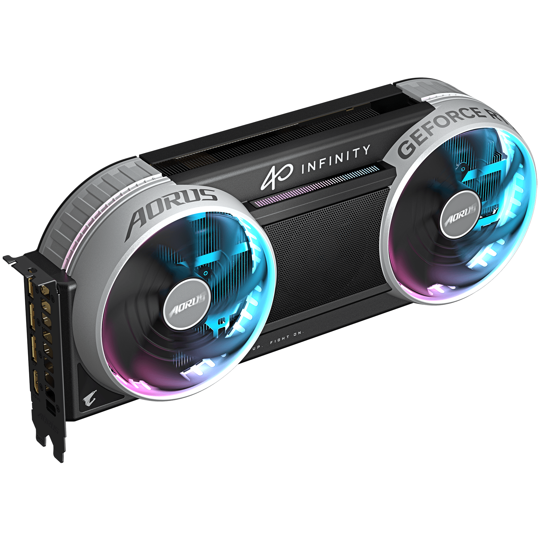 A large main feature product image of Gigabyte GeForce RTX 5080 AORUS Infinity 16GB GDDR7