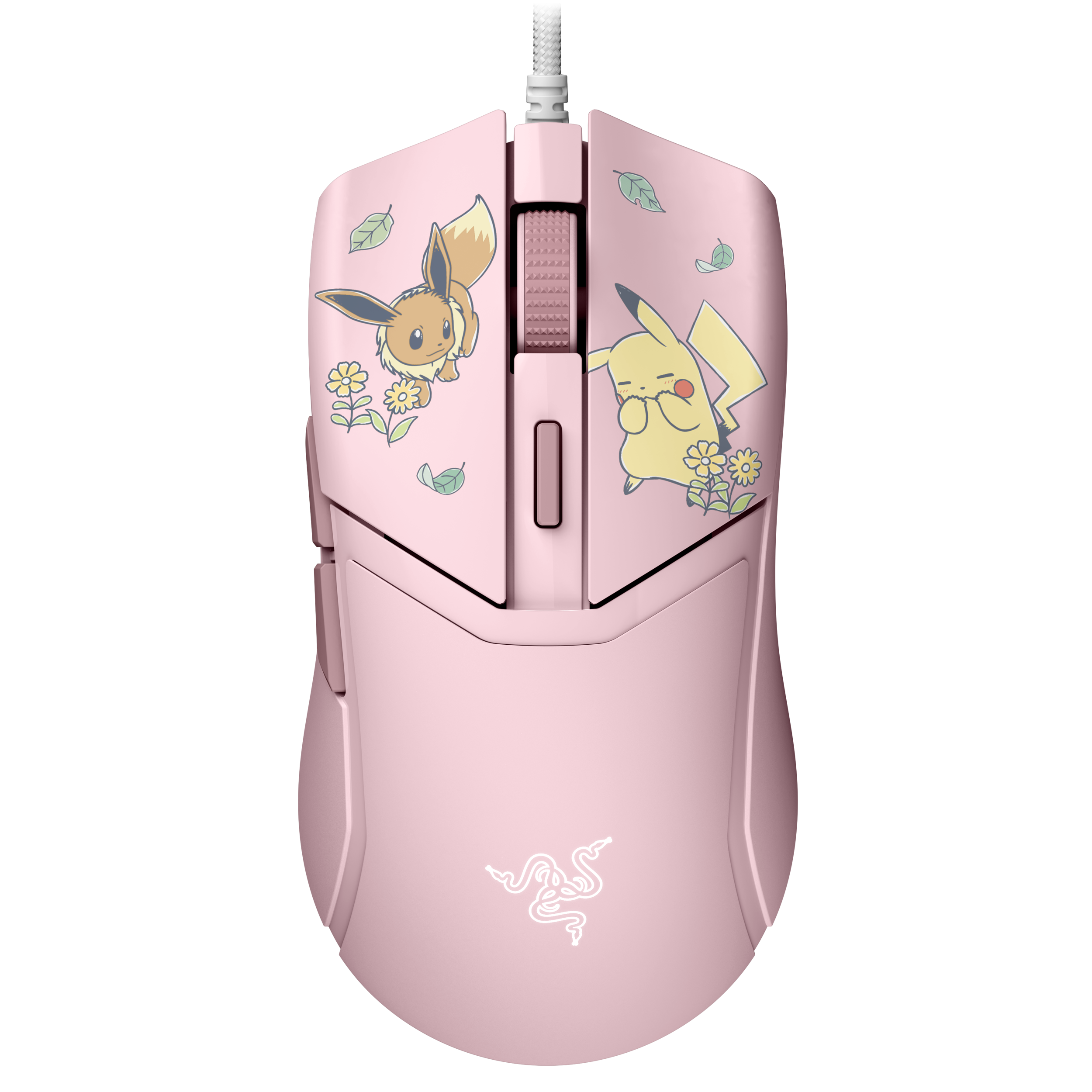 A large main feature product image of Razer Cobra - Customizable Gaming Mouse - Pikachu/Eevee Edition