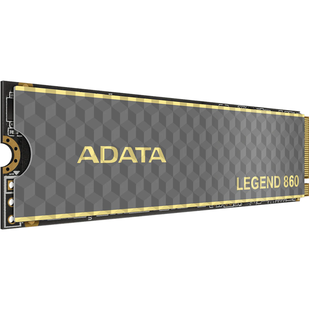 A large main feature product image of ADATA Legend 860 PCIe Gen4 NVMe M.2 SSD - 500GB