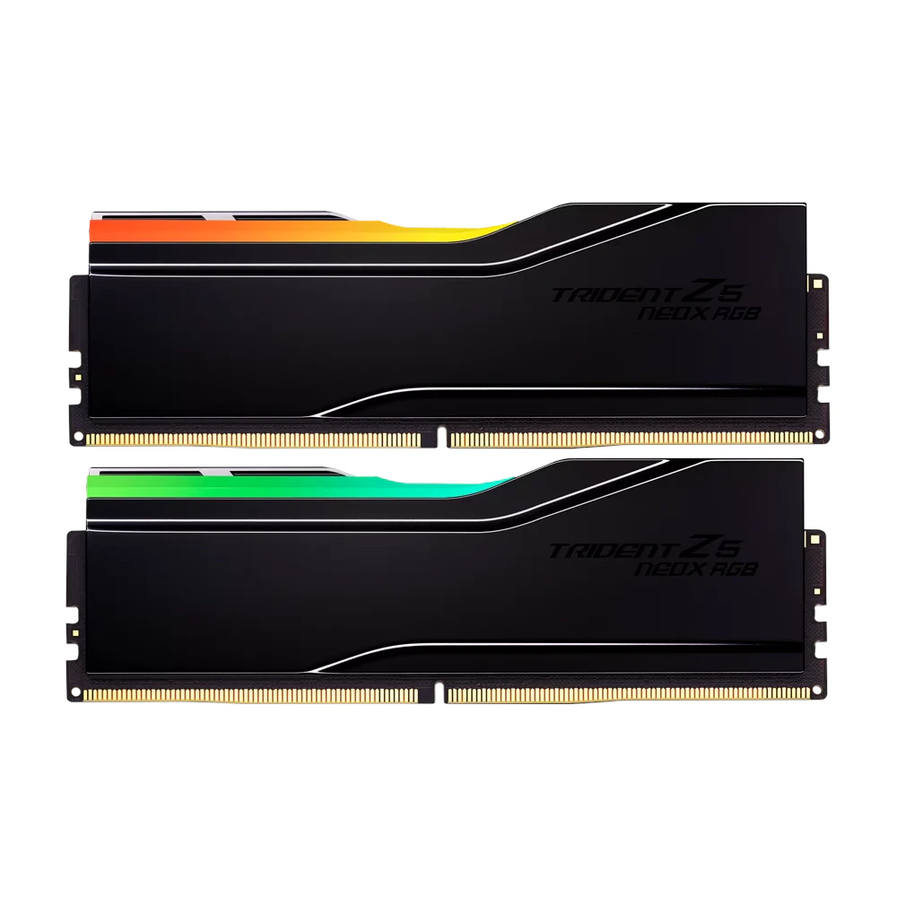 A large main feature product image of G.Skill Trident Z5 NeoX RGB 32GB Kit (2x16GB) EXPO ULL DDR5-6000 C26 - Glossy Black