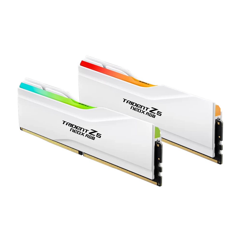 A large main feature product image of G.Skill Trident Z5 NeoX RGB 32GB Kit (2x16GB) EXPO ULL DDR5-6000 C28 - Matte White