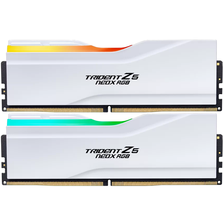 A large main feature product image of G.Skill Trident Z5 NeoX RGB 32GB Kit (2x16GB) EXPO ULL DDR5-6000 C28 - Matte White