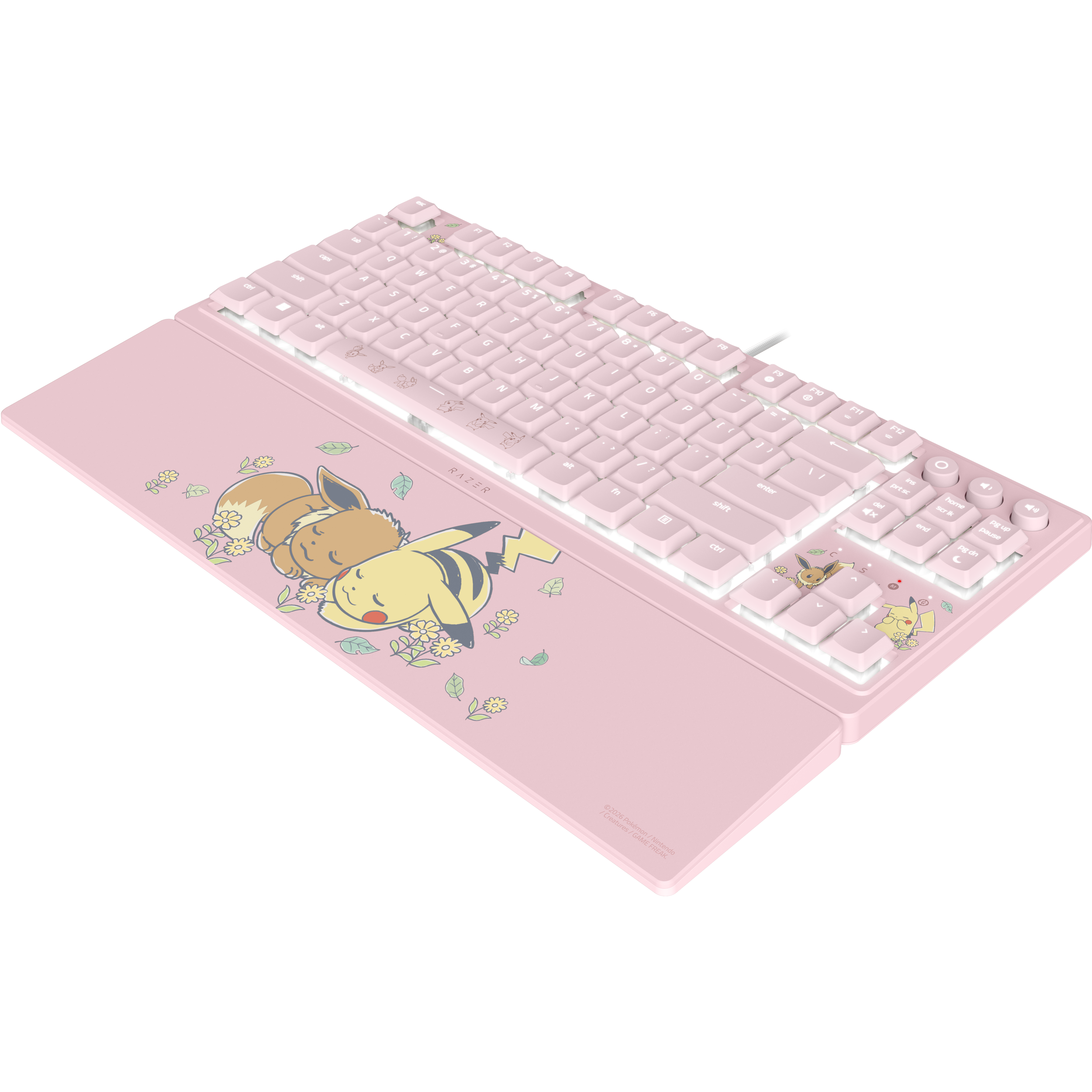 A large main feature product image of Razer Ornata V3 Tenkeyless - Low Profile Gaming Keyboard - US Layout - Pikachu/Eevee Edition