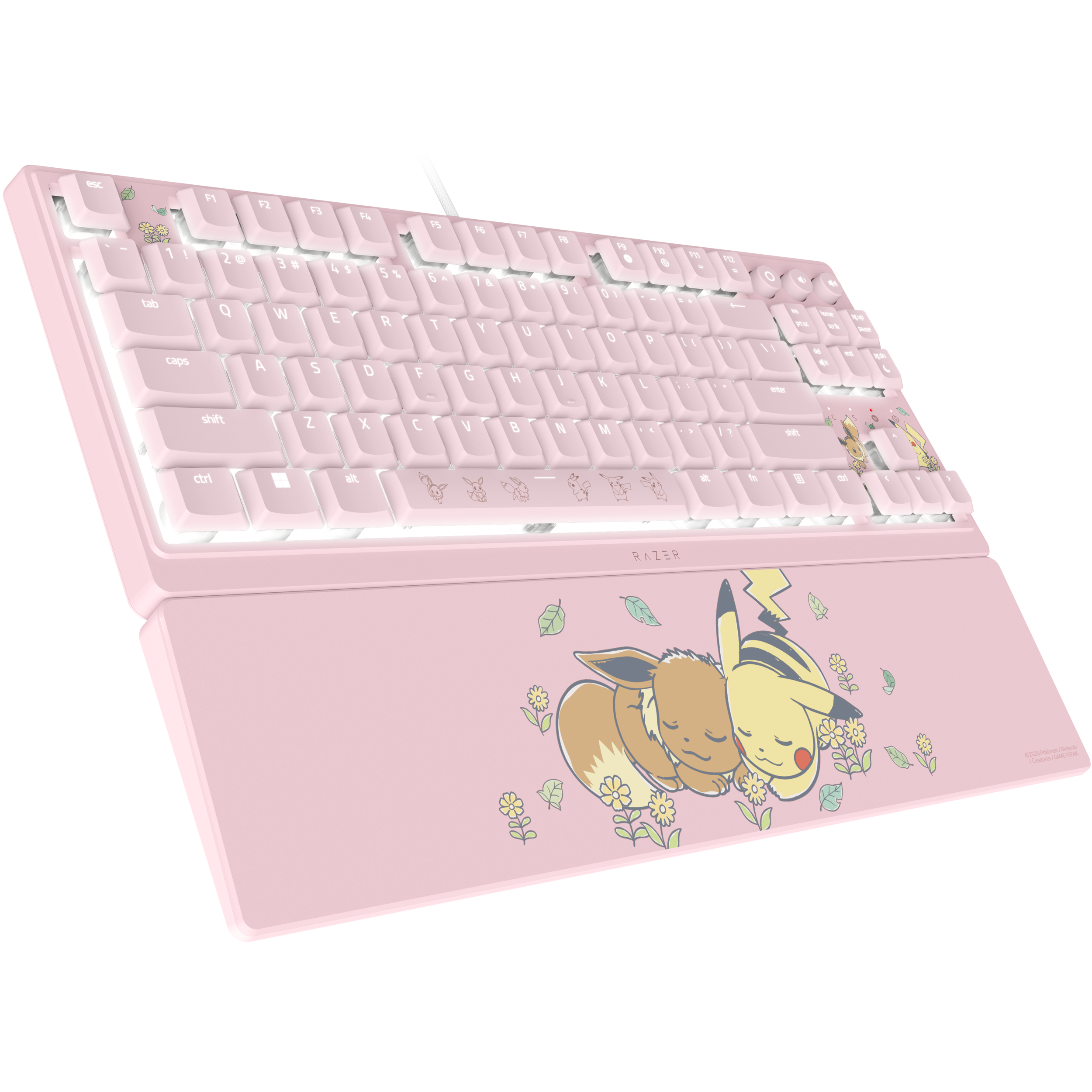 A large main feature product image of Razer Ornata V3 Tenkeyless - Low Profile Gaming Keyboard - US Layout - Pikachu/Eevee Edition
