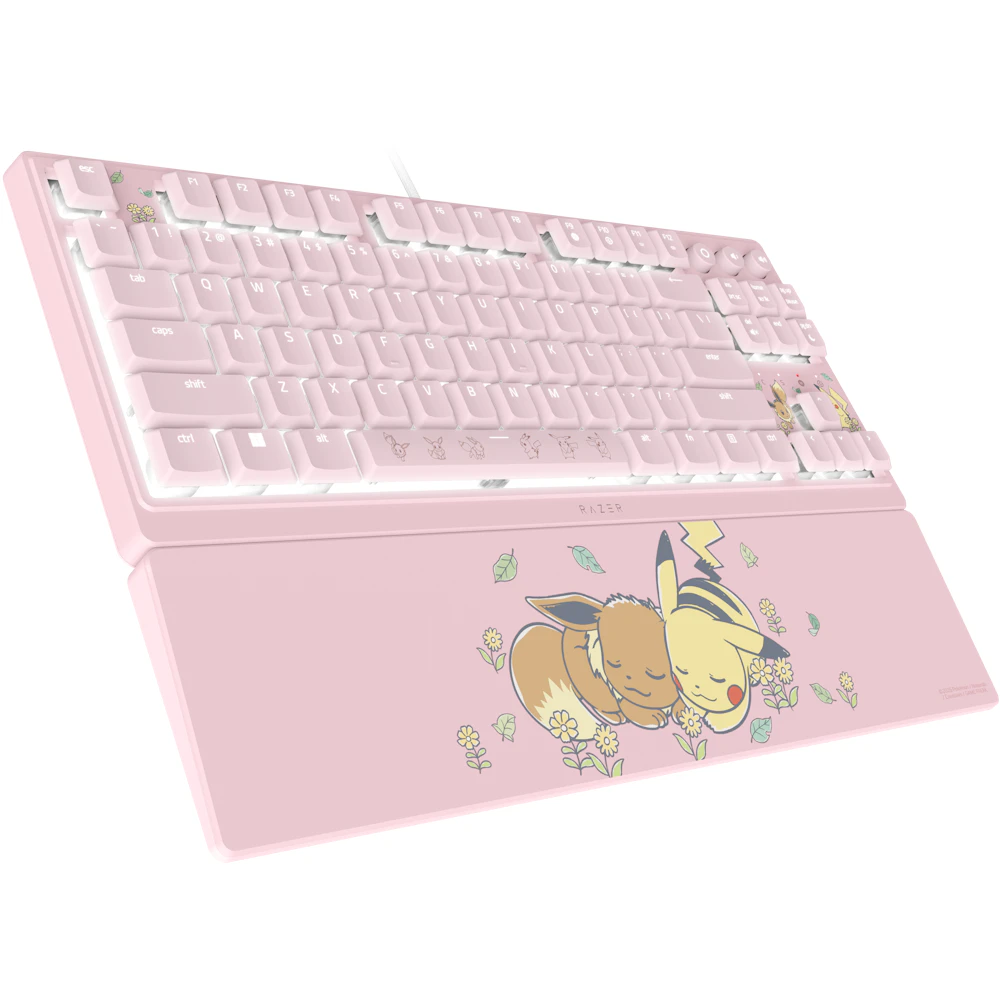 A large main feature product image of Razer Ornata V3 Tenkeyless - Low Profile Gaming Keyboard - US Layout - Pikachu/Eevee Edition