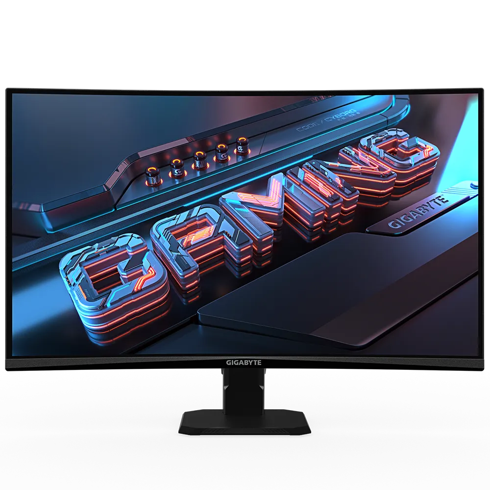 A large main feature product image of EX-DEMO Gigabyte GS27QCA - 27" Curved 1440p 180Hz VA Gaming Monitor