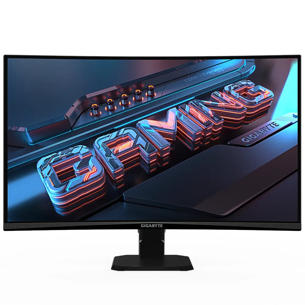 A large main feature product image of EX-DEMO Gigabyte GS27QCA - 27" Curved 1440p 180Hz VA Gaming Monitor