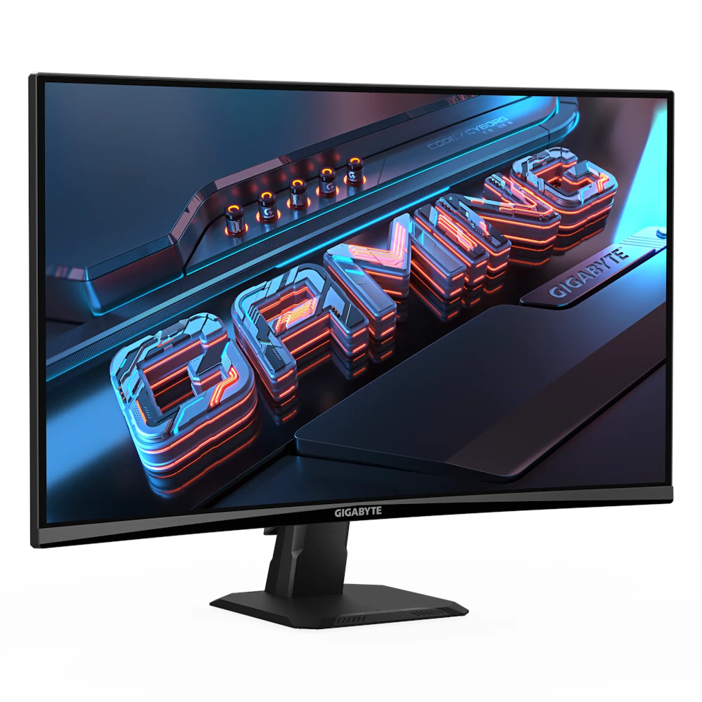 A large main feature product image of EX-DEMO Gigabyte GS27QCA - 27" Curved 1440p 180Hz VA Gaming Monitor