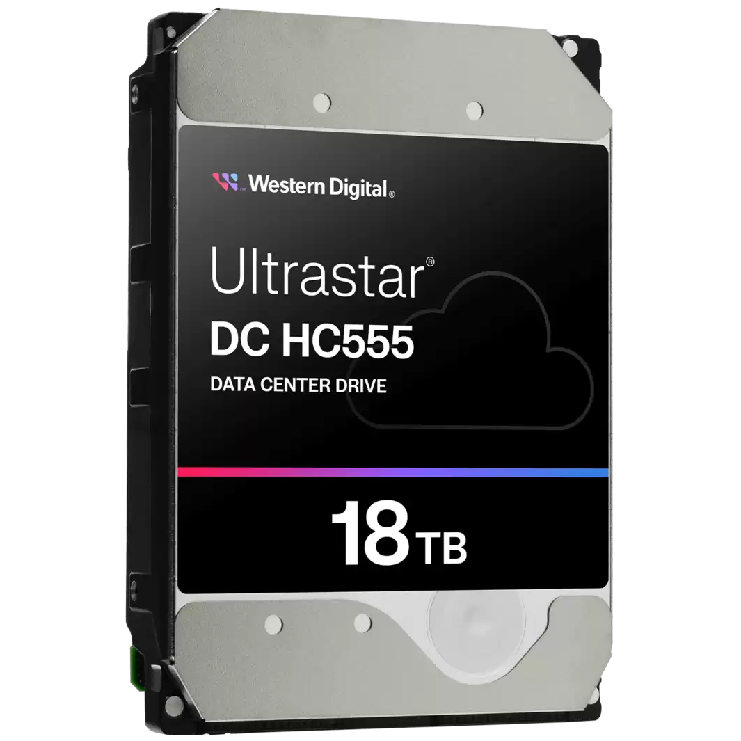 A large main feature product image of WD Ultrastar DC HC555 3.5" Data Center SAS HDD - 18TB 512MB SE