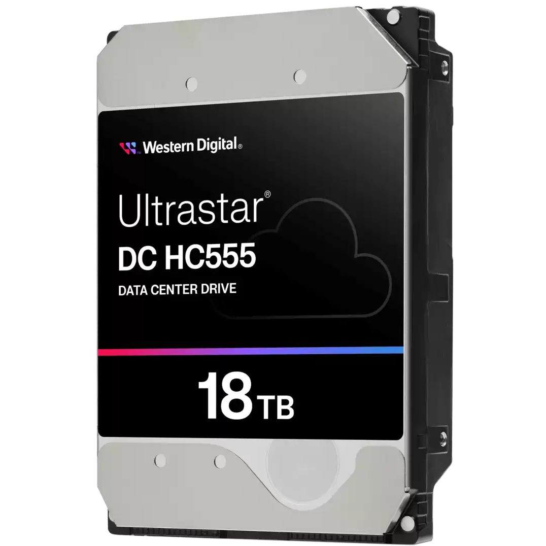 A large main feature product image of WD Ultrastar DC HC555 3.5" Data Center SAS HDD - 18TB 512MB SE
