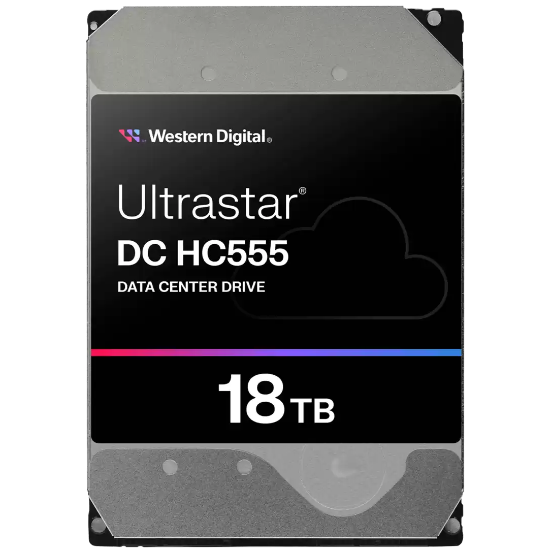 A large main feature product image of WD Ultrastar DC HC555 3.5" Data Center SAS HDD - 18TB 512MB SE