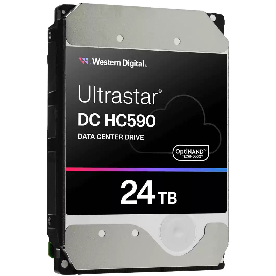A large main feature product image of WD Ultrastar DC HC590 3.5" Data Center SAS HDD - 24TB SE