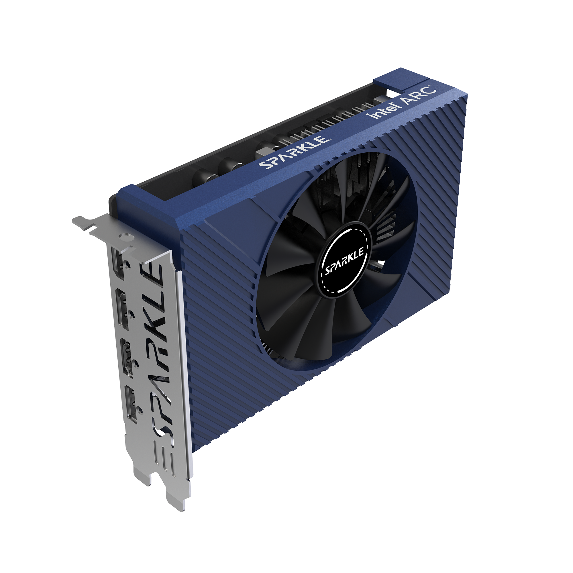 A large main feature product image of EX-DEMO SPARKLE Intel Arc A380 ELF 6GB GDDR6